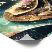 Poster Kimono Floral Majestueux Sous La Canopée De Bambou (Coin)