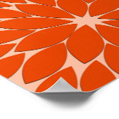 Poster Kimono floral moderne Impression, Coral Orange sur (Coin)