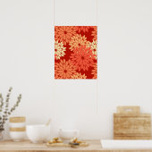Poster Kimono Floral Moderne Impression, Mandarin Orange (Cuisine)