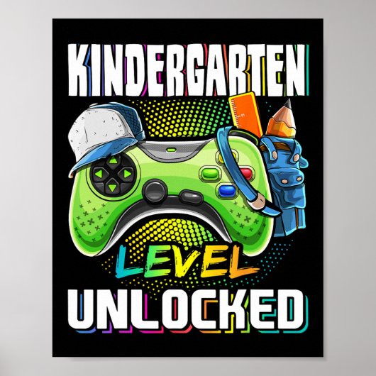 Poster Kindergarten Level Unlocked Video Game Ck To Schoo (Devant)