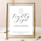 Poster Kindly Sign Minimal Elegant Script Guestbook Sign
