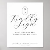 Poster Kindly Sign Minimal Elegant Script Guestbook Sign (Devant)