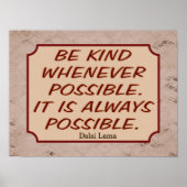 Poster Kindness Always Possible - Citation Dalaia —Imprim (Devant)