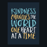 Poster Kindness Change The World Inspirational Cote<br><div class="desc">La gentillesse change le monde d'un coeur à l'autre. Un modèle de citation inspirant et motivant pour ceux qui défendent l'égalité, choisissent l'amour plutôt que la haine et l'espoir d'un monde meilleur. Inspirer des produits de provocation positifs pour l'anti-racisme et l'anti-intimidation. Soutenez et inspirez les gens à être positifs, à...</div>