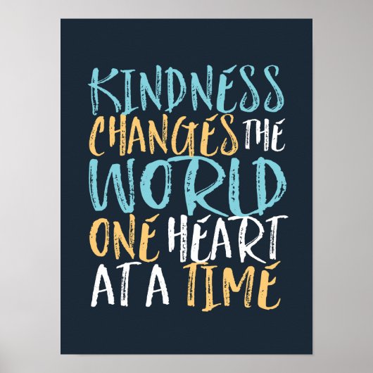 Poster Kindness Change The World Inspirational Cote (Devant)