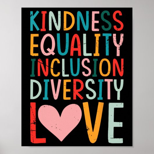Poster Kindness Equality Inclusion Diversity Love - Sped  (Devant)