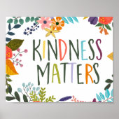 Poster Kindness Matters, Kind citations, Boho floral oran (Devant)