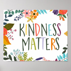 Poster Kindness Matters, Kind citations, Boho floral oran