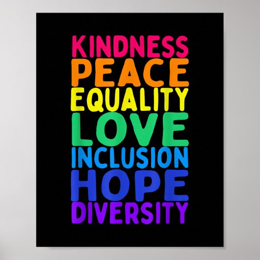 Poster Kindness Paix Égalité Inclusion Diversité humaine (Devant)