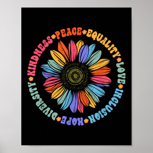 Poster Kindness Peace Equality Love Hope Diversity Human (Devant)