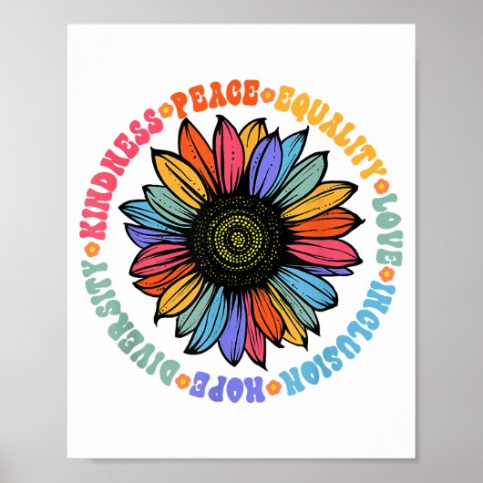 Poster Kindness Peace Equality Love Hope Diversity Human (Devant)