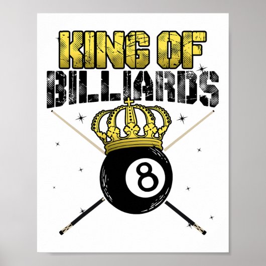 Poster King Of Billiards Pool Queue Snooker Billard Jouer (Devant)