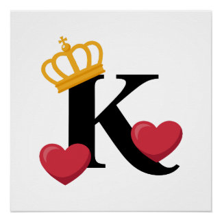 Poster King of Hearts Crowned K Emblem