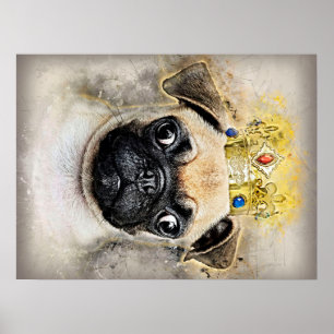 Poster King Of The Pug Dogs, Funny Dog, Pug Lover Gift
