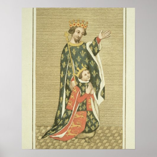 Poster King Richard II (1367-1400) avec son père Edward (Devant)