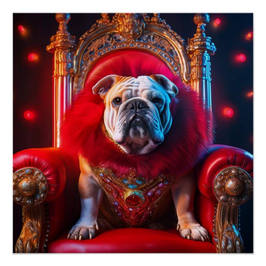Poster King Winnie Le Bulldog Sur Son Trône (Devant)