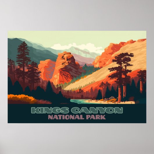 Poster Kings Canyon National Park California Mountains (Devant)
