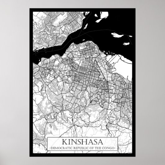 Poster Kinshasa DR Congo Map (Devant)