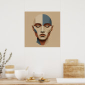 Poster Kintsugi Muse : Portrait abstrait sculpté en papie (Cuisine)