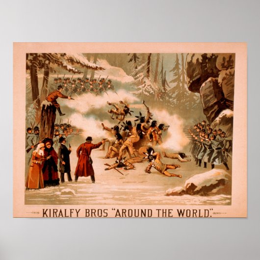 Poster Kiralfy "Autour du monde" Massacre indien (Devant)