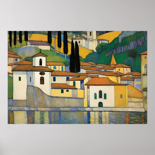 Poster Kirche Cassone Gustav Klimt peinture paysage (Devant)