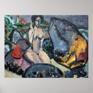 Poster Kirchner - Baigneurs entre les pierres 1912