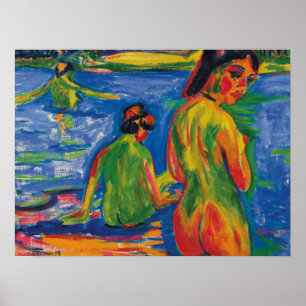 Poster Kirchner - Dans Le Lac Bath End Girl 1909