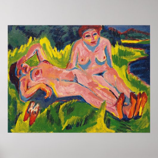 Poster Kirchner - Deux figures roses au lac (Devant)