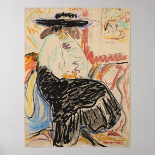 Poster Kirchner - Femme Assis Dans Le Studio (Devant)