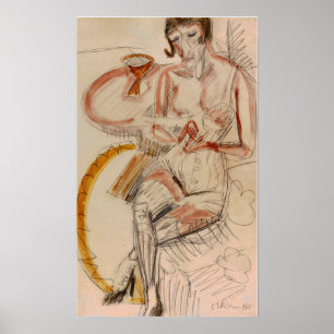 Poster Kirchner - Femme assise en corset 1913
