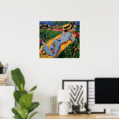 Poster Kirchner - Figure Bleue Lie Avec Casquette De Pail (Bureau à domicile)