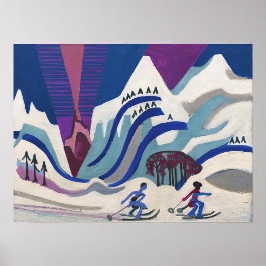 Poster Kirchner - Montagnes enneigées avec voiles de ski  (Devant)