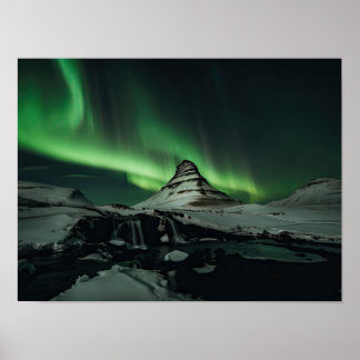 Poster Kirkjufell et l'affiche des feux nord