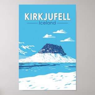 Poster Kirkjufell Islande Travel Art Vintage