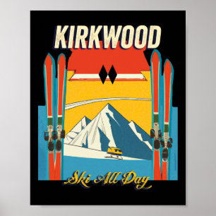 Poster Kirkwood Californie Ski Tout Jour - Rétro Vintage