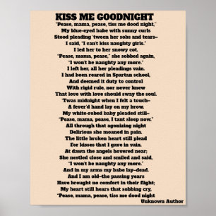 Poster KISS ME GOOD NIGHT poème