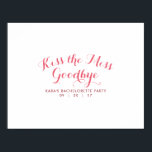 Poster Kiss The Miss Goodbye Bachelorette Party Invité<br><div class="desc">Demandez à vos filles d'appliquer du rouge à lèvres, d'embrasser et de signer pour faire un doux souvenir de votre fête de Bachelorette.</div>