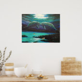 Poster Kissing Manatees (Cuisine)
