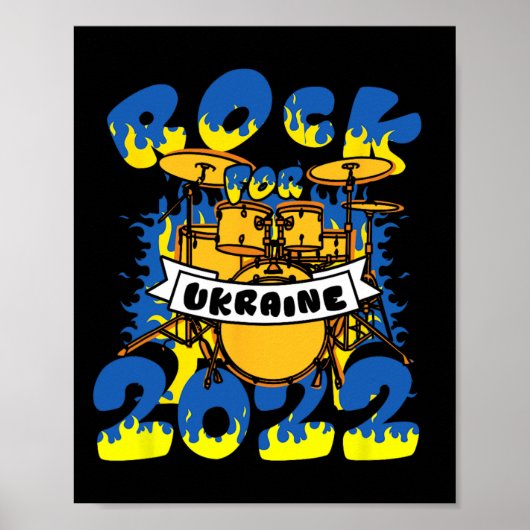 Poster Kit de batterie Rock For Ukraine Instrument Drapea (Devant)