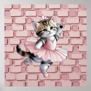Poster Kit de fête d'anniversaire pour fille avec chaton