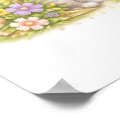 Poster Kit Nursery Lettre H Chaton Bébé Initial Floral Or (Coin)