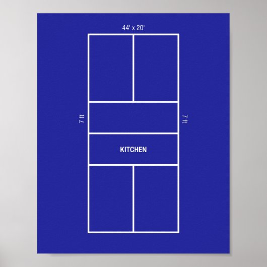 Poster Kitchen Pickleball Court Diagram (Devant)