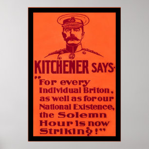 Poster Kitchener dit l'affiche vintage des Anglais WW1 de