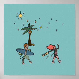 Poster Kiteboard/kitesurf- Allons faire du kitesurf