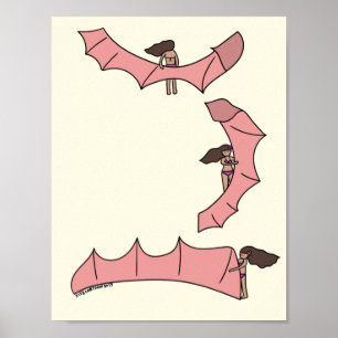 Poster Kitesurf/Kiteboarding - Petite fille avec un cerf-