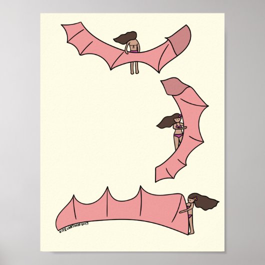 Poster Kitesurf/Kiteboarding - Petite fille avec un cerf- (Devant)