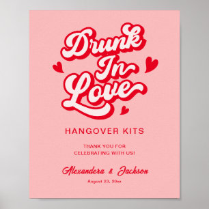 Poster Kits de gueule de bois ivre d'amour Rouge et Rose