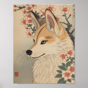 Poster Kitsune & cherry blossom