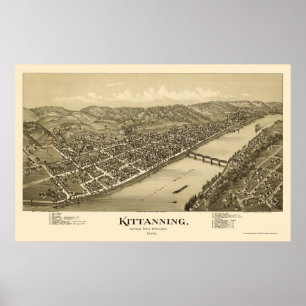 Poster Kittanning, carte panoramique de PA - 1896