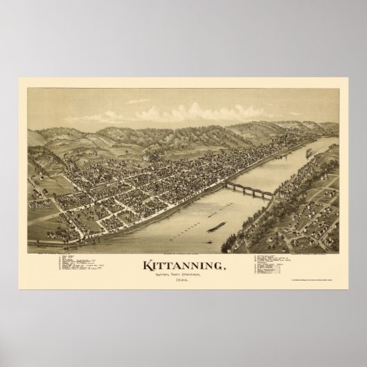 Poster Kittanning, PA Carte panoramique - 1896 (Devant)